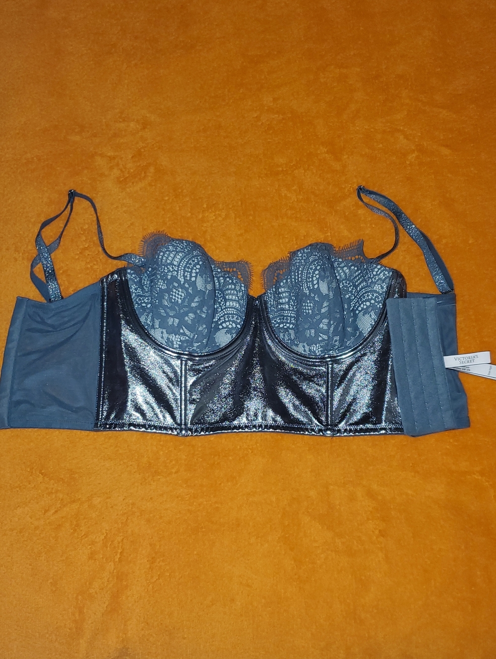 Victoria's Secret Blue Lace and Metallic Bustier Corset